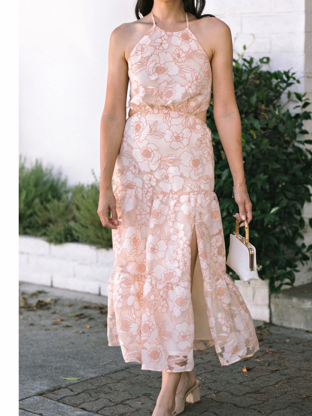 G/FORE lulus Floral Halter Maxi Skirt - Blush